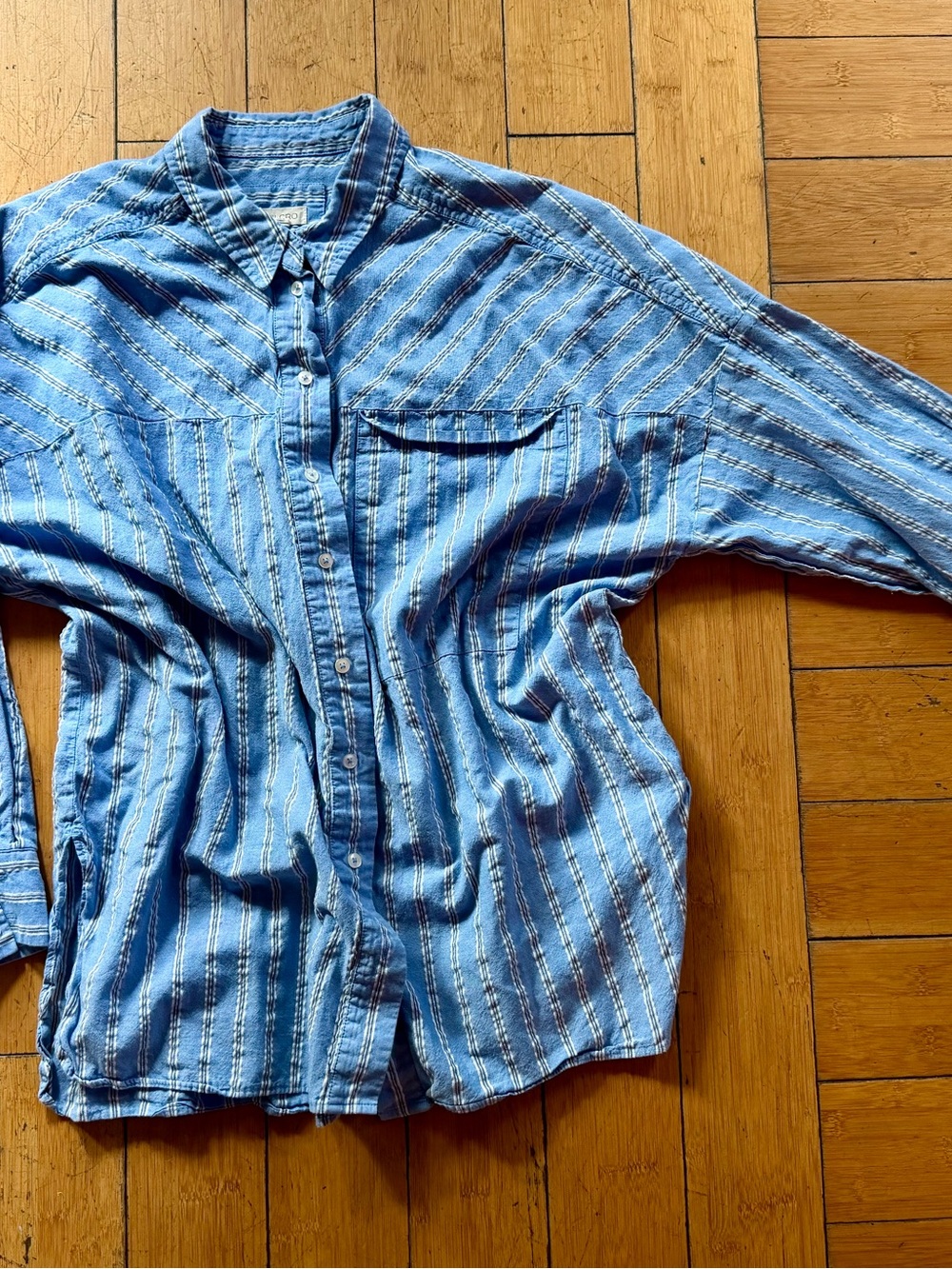 Pilcro Anthropologie Blue Striped Casual Button-Down Shirt